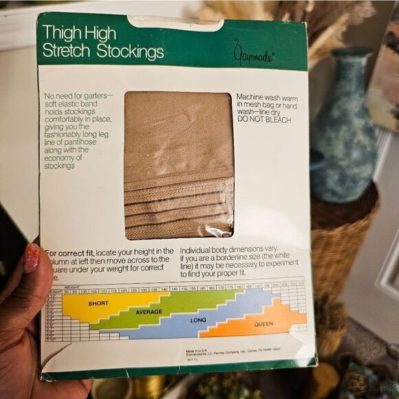 VTG Jcpenny 80's Misty Beige Thigh High Stretch Stocking. - Picture 5 of 5